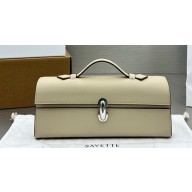 Savette Slim Symmetry Pochette Bag in Leather 1858 Beige