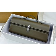 Savette Slim Symmetry Pochette Bag in Leather 1858 Etoupe