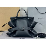 Balenciaga Waist Large Bag in black grained calfskin