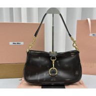 Miu Miu Leather shoulder bag with snap hook 5BC123 Coffee