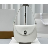 Savette Small Tondo Hobo Bag in Leather 1861 White