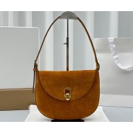 Savette Small Tondo Hobo Bag in Suede 1861 Brown