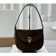 Savette Small Tondo Hobo Bag in Suede 1861 Coffee