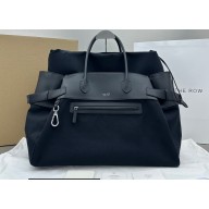 The Row Margaux 17 Inside-Out Bag in Canvas and Leather 1835 Black