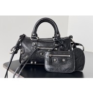 Balenciaga Le Cagole Mini Duffle Bag in Arena lambskin Black
