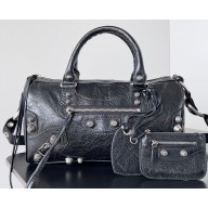 Balenciaga Le Cagole Medium Duffle Bag in Arena lambskin Black