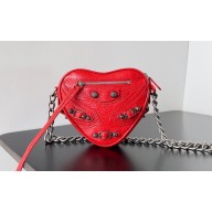 Balenciaga Le Cagole Heart Mini Bag in Arena lambskin Red