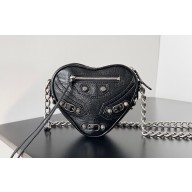 Balenciaga Le Cagole Heart Mini Bag in Arena lambskin Black