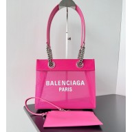 Balenciaga Duty Free Small Tote Bag in mesh bright pink