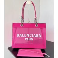Balenciaga Duty Free Medium Tote Bag in mesh bright pink