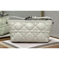 Dior Medium DiorTravel Nomad Pouch bag in Macrocannage Calfskin White