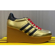 Gucci x Adidas Heel 9cm Platform 4cm Wedge Gazelle sneakers Gold 2023