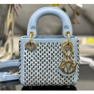 Lady Dior Micro Bag Blue In Embroidered With Sequins and Beads