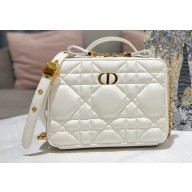Dior Caro Box Bag in Quilted Macrocannage Calfskin White