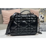 Dior Caro Box Bag in Quilted Macrocannage Calfskin Black