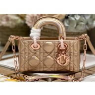 Dior Micro Lady D-Joy Bag in Iridescent and Cannage Lambskin Pink Gold