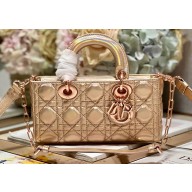 Dior Small Lady D-Joy Bag in Iridescent and Cannage Lambskin Pink Gold