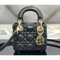Lady Dior Micro Bag in Cannage Lambskin Black