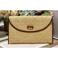 Dior 30 Montaigne Avenue Pouch with Flap bag in Natural Cannage Raffia