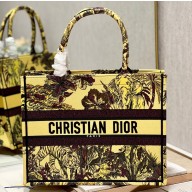 Dior Medium Book Tote Bag in Multicolor Toile de Jouy Voyage Embroidery Yellow