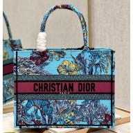 Dior Medium Book Tote Bag in Multicolor Toile de Jouy Voyage Embroidery Blue