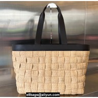Bottega Veneta Cassette Intreccio woven raffia tote bag with leather trimming