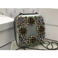 Manolo Blahnik Hangi Swarovski Silk Square Clutch Bag 06