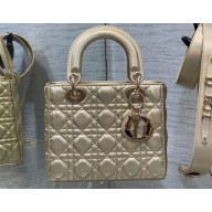 Lady Dior Small Bag in Iridescent and Cannage Lambskin Gold