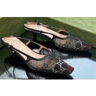 Gucci Heel 3.5cm GG crystal mesh slingback pumps Black/Multicolor 2023