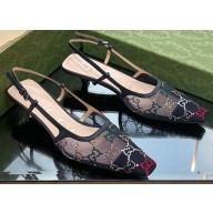 Gucci Heel 3.5cm GG crystal mesh slingback pumps Blue 2023