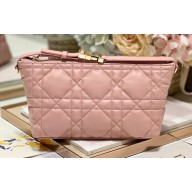 Dior Medium DiorTravel Nomad Pouch bag in Macrocannage Calfskin Pink