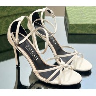 Gucci Heel 8.5cm strappy sandals with Crystal Double G 748867 patent Leather White 2023
