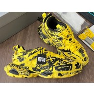 Balenciaga Track Graffiti Women/Men Sneakers in yellow and black mesh and nylon 2023