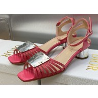 Dior Heel 3.5cm La Parisienne Sandals in Patent Calfskin Fuchsia 2023