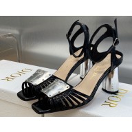 Dior Heel 8.5cm La Parisienne Sandals in Patent Calfskin Black 2023