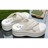 Gucci padded nylon GG platform slide sandals 738707 White 2023
