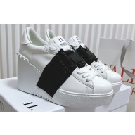 Valentino Heel 9cm platform 3cm Open Disco wedge Sneakers in calfskin White/Black 2023