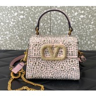 Valentino VSLING micro handbag Light Pink WITH SPARKLING EMBROIDERY 2023
