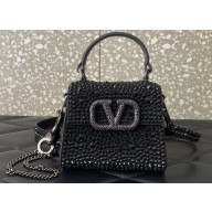 Valentino VSLING micro handbag Black WITH SPARKLING EMBROIDERY 2023