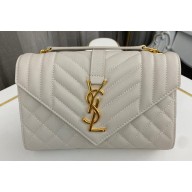 Saint Laurent small envelope Bag in quilted grain de poudre embossed leather 600195 White
