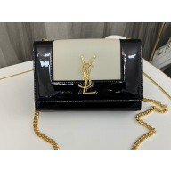 Saint Laurent small kate Bag in smooth and shiny leather 742580 Black/Creamy