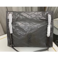 Saint Laurent Niki Shopping Bag in Vintage Leather 577999 Dark Gray