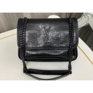 Saint Laurent niki baby Bag in crocodile-embossed leather 633151 Black