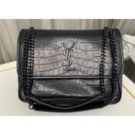 Saint Laurent medium niki Bag in crocodile-embossed leather 633150 Black