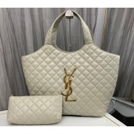 Saint Laurent icare maxi shopping bag in quilted lambskin 698652 Creamy
