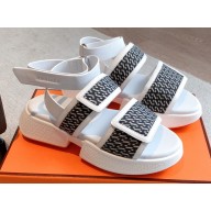 Hermes Geek Women/Men Sandals in stitched mesh and calfskin 02 2023