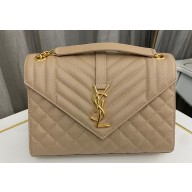 Saint Laurent medium envelope Bag in quilted grain de poudre embossed leather 600185 Beige