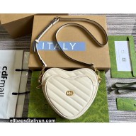 Gucci Interlocking G mini heart shoulder bag 751628 White 2023