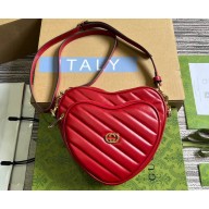 Gucci Interlocking G mini heart shoulder bag 751628 Red 2023