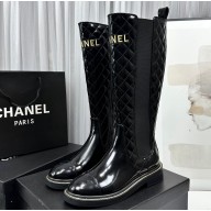 Chanel Logo Quilting Calfskin High Boots Brushed Black 2023